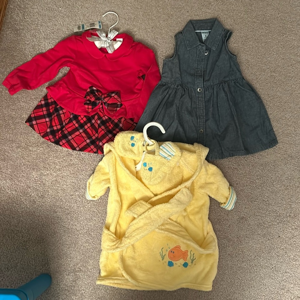3 sets 6-9 months bundle - dresses, and shower cover set